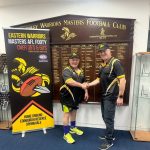 Gary Wilson, newly appointed coaching director, shaking hands with Mark Barber, President of the Eastern Warriors